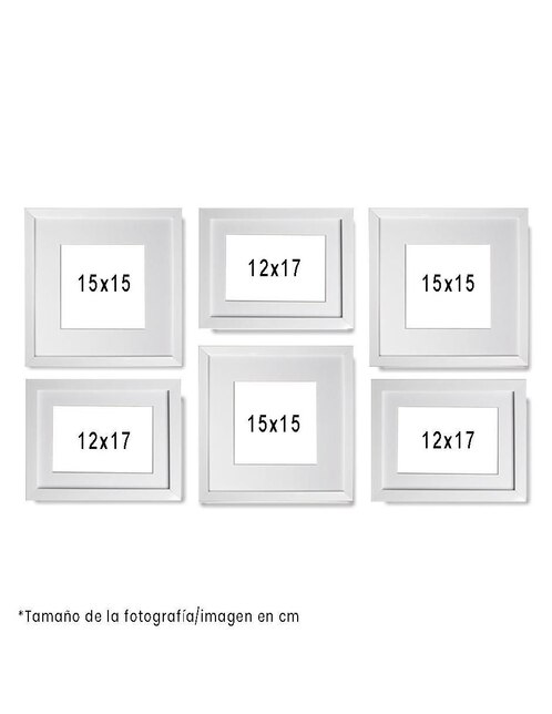 Set de 6 marcos fotográficos de poliestireno Paspartú Frames
