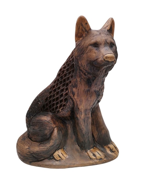 Escultura Yuu Nges Lobo Calado Café