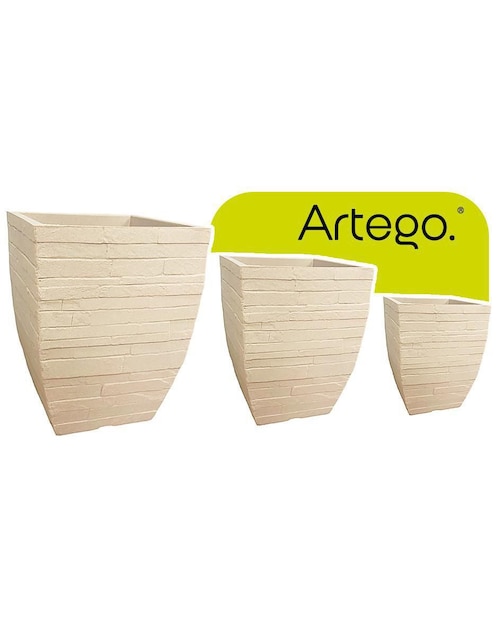 Set maceta Artego 3 piezas Minas Japi de plástico