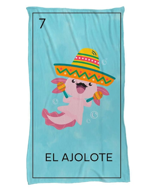Frazada de tejido plano Juana Gallo Lotería Mexicano Ajolote