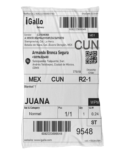Frazada de tejido punto Juana Gallo unisex