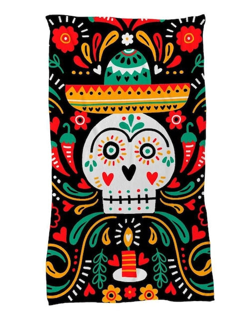 Frazada tejido plano Juana Gallo Calavera Méxicana unisex