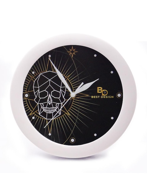 Reloj de pared Best Desing Calavera Cosmos de vidrio y plástico