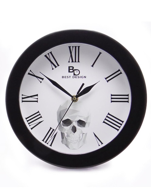 Reloj de pared Best Desing Calavera Geometric de vidrio y plástico