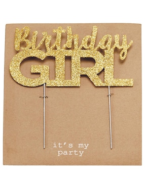 Letrero Pastel Happy B-Day Girl Oro Mud Pie