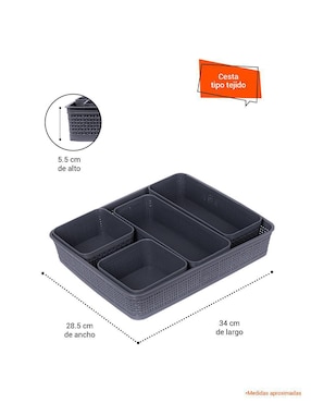 Set cesto decorativo Tutti de plástico