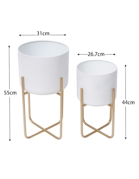 Maceta con base Haus Mónica de metal con sistema automático de riego