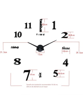 Reloj de pared Genérica de acrílico