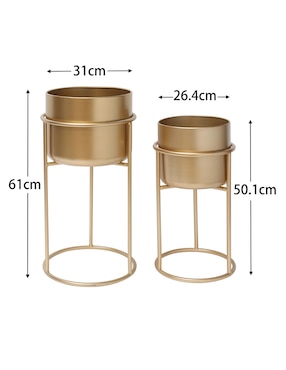 Maceta con base Haus de metal con sistema automático de riego