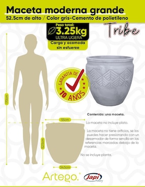Maceta Artego Tribe Japi de plástico con sistema automático de riego