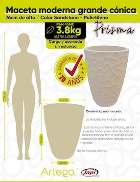 Maceta Artego Prisma Japi de plástico con sistema automático de riego