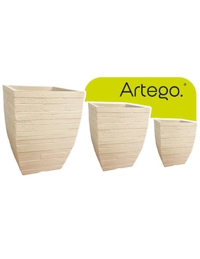 Set Maceta Artego 3 Piezas Minas Japi De Plástico