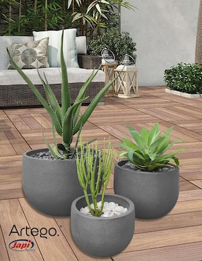 Set maceta Artego Rustic Japi de plástico con sistema automático de riego