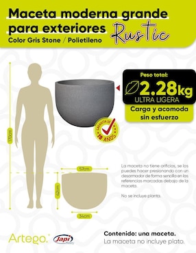 Maceta Artego Rustic de plástico con sistema automático de riego