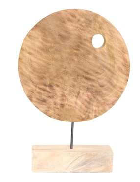 Escultura N Narrative Disco Rustic De Madera Mango