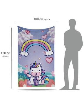 Frazada de tejido plano Juana Gallo Unicornio Kawaii unisex