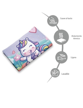 Frazada de tejido plano Juana Gallo Unicornio Kawaii unisex