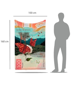 Frazada clásica de tejido punto Juana Gallo Billete de 100 Mariposa