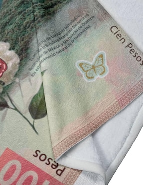 Frazada clásica de tejido punto Juana Gallo Billete de 100 Mariposa