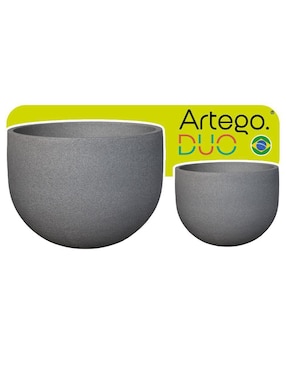 Set Maceta Artego Rustic Duo De Plástico