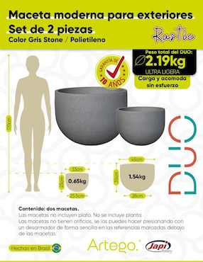 Set maceta Artego Rustic Duo de plástico
