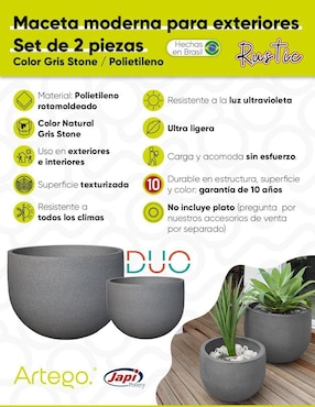 Set maceta Artego Rustic Duo de plástico