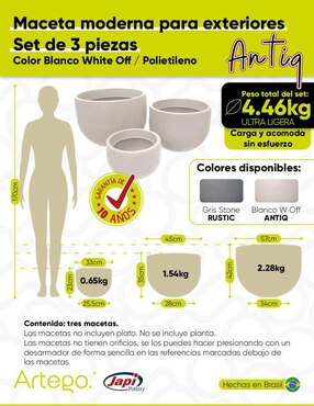 Set maceta Artego Antiq Japi de plástico