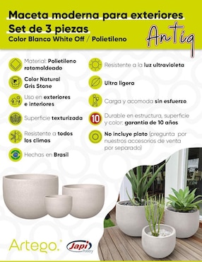 Set maceta Artego Antiq Japi de plástico