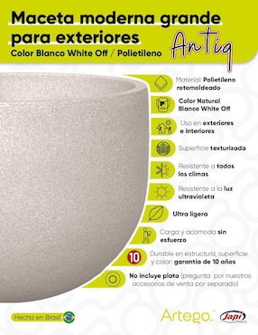 Maceta Artego Antiq Japi de plástico