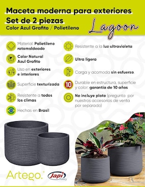 Set maceta Artego Lagoon Japi de plástico