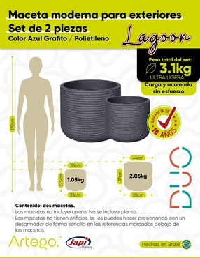 Set maceta Artego Lagoon Japi de plástico