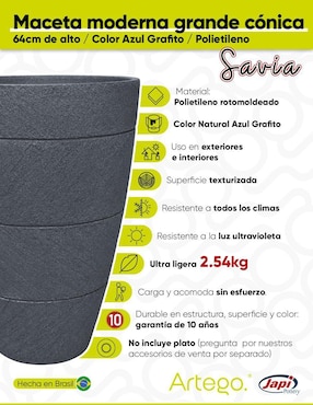 Maceta Artego Savia Japi de plástico