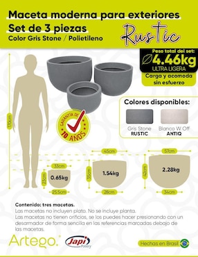 Set maceta Artego Rustic Japi de plástico