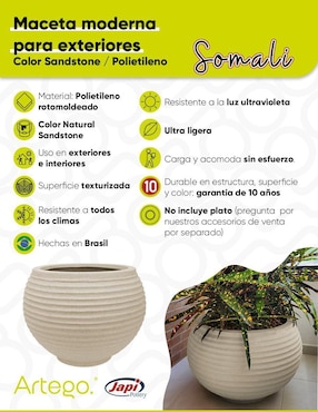 Maceta Artego Ultra Ligera Japi de plástico