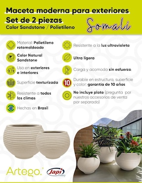 Set maceta Artego Duo Somali Japi de plástico
