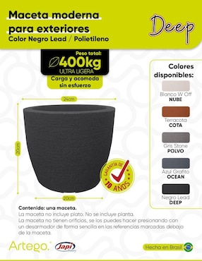 Maceta Artego European Japi de plástico