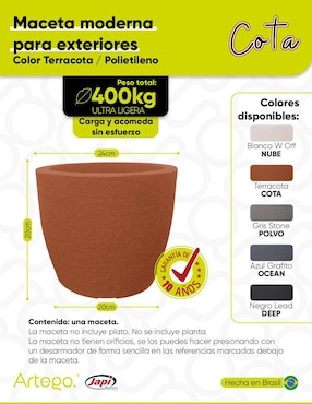 Maceta Artego European Japi de plástico