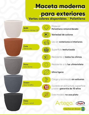 Maceta Artego European Japi de plástico