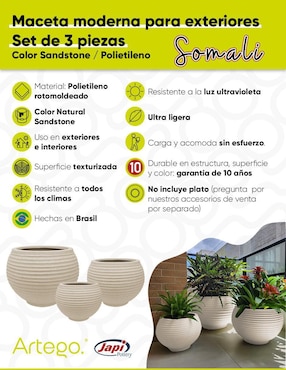 Set maceta Artego Somalia Japi de plástico