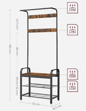 Perchero de piso Songmics Home Dacey de madera 9 ganchos