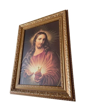 Cuadro Sagrado corazón de Jesús técnica polioleo Encuadro Mx
