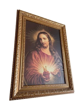 Cuadro Sagrado corazón de Jesús técnica polioleo Encuadro Mx