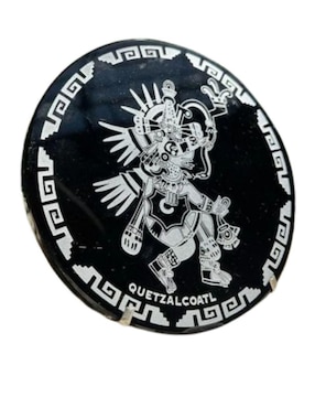 Escultura circular Tlacaelel Mx Obsidiana Negra de vidrio
