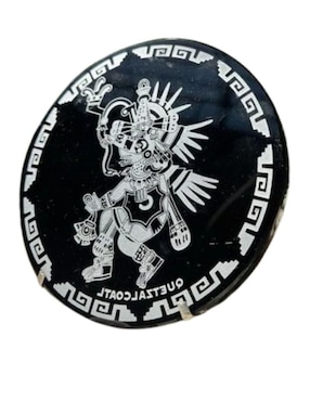 Escultura circular Tlacaelel Mx Obsidiana Negra de vidrio