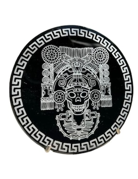 Escultura circular Tlacaelel Mx Obsidiana de vidrio