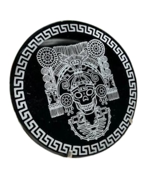 Escultura circular Tlacaelel Mx Obsidiana de vidrio