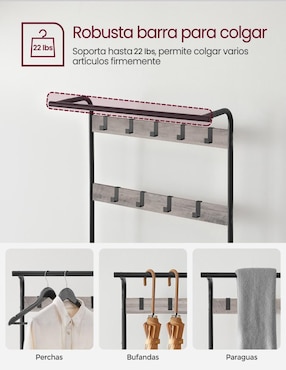 Perchero de piso Songmics Home Dacey de metal 9 ganchos