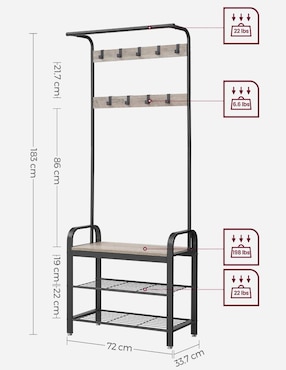 Perchero de piso Songmics Home Dacey de metal 9 ganchos