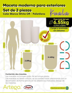 Set maceta Artego Duo Japi de polietileno