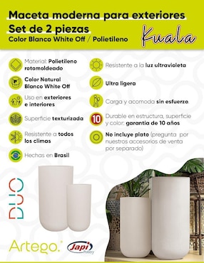 Set maceta Artego Duo Japi de polietileno